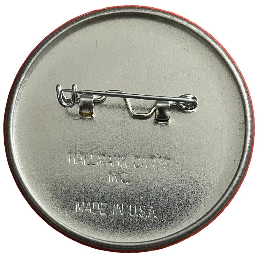 HALLMARK HAPPY VALENTINES DAY 2 1/4" Metal Button Pinback Pin Marked Hallmark - Picture 2 of 2